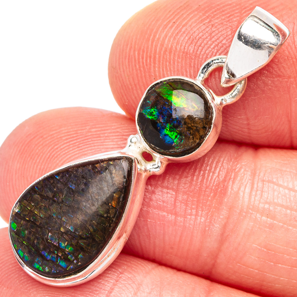 Rare Ammolite Pendant 1 3/8" (925 Sterling Silver) P44070