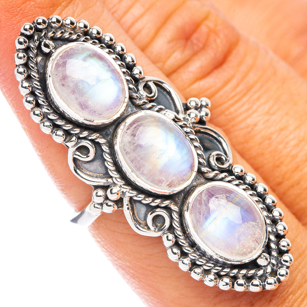 Signature Rianbow Moonstone Ring Size 7 (925 Sterling Silver) R7601