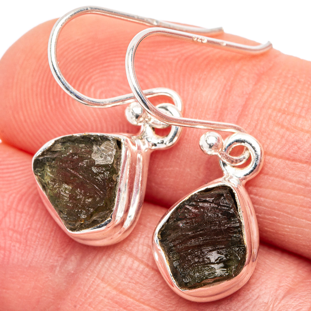 Rare Moldavite Earrings 1" (.925 Sterling Silver)