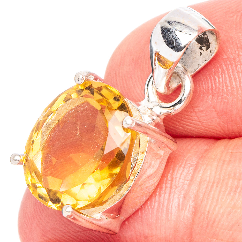 Faceted Citrine Pendant 1" (.925 Sterling Silver)