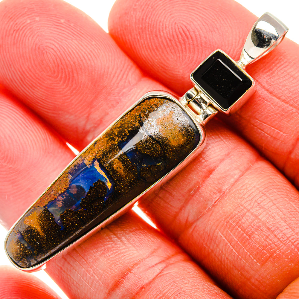 Boulder Opal, Smoky Quartz Pendant 2 1/4" (925 Sterling Silver) PD37892