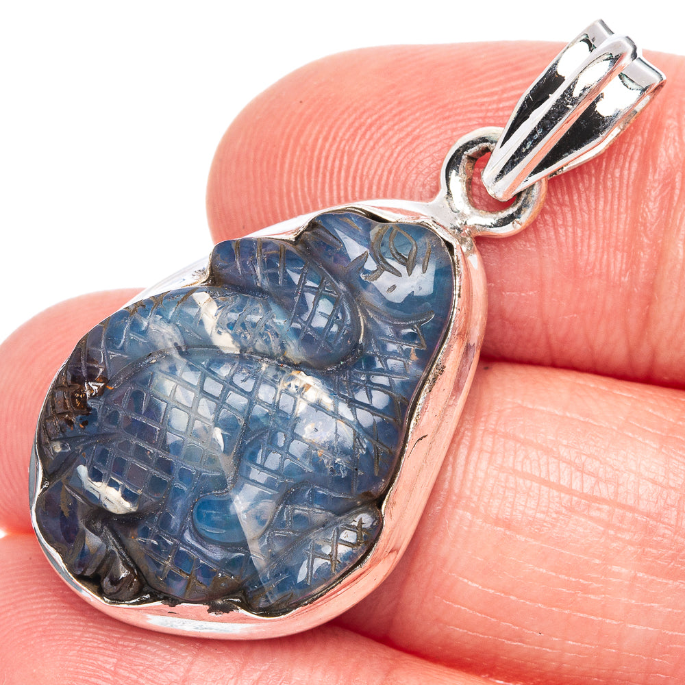 Boulder Opal Lizard Pendant 1 1/2" (925 Sterling Silver) P40203