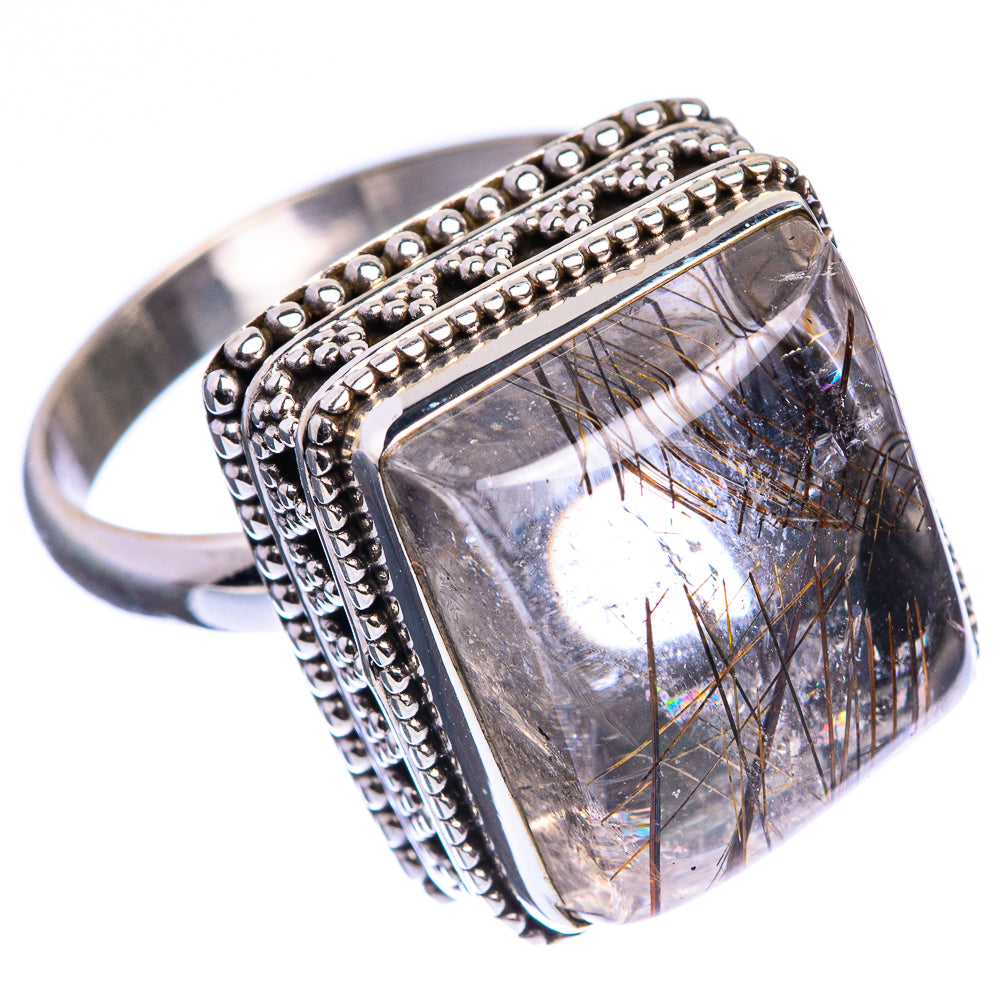 Large Tourmalinated Quartz Ring Size 10 (925 Sterling Silver) R143018