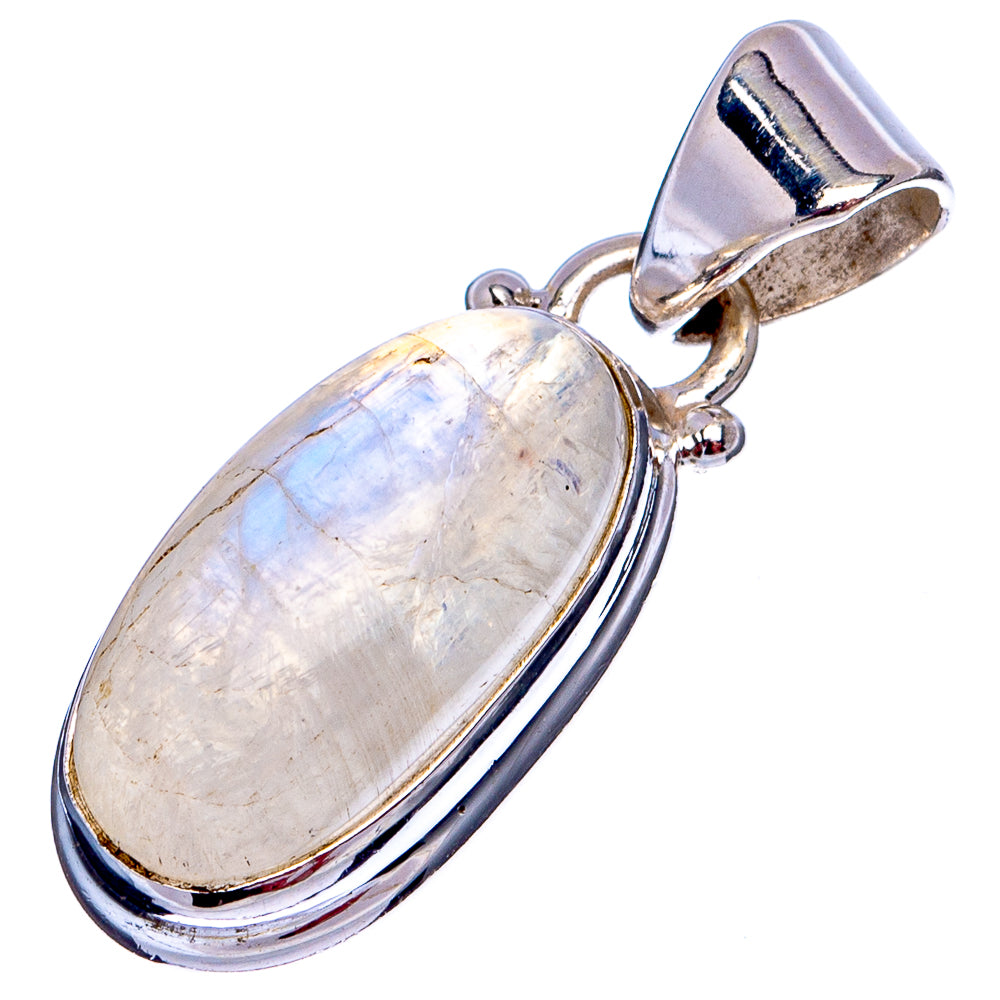 Rainbow Moonstone Pendant 1 1/8" (.925 Sterling Silver)