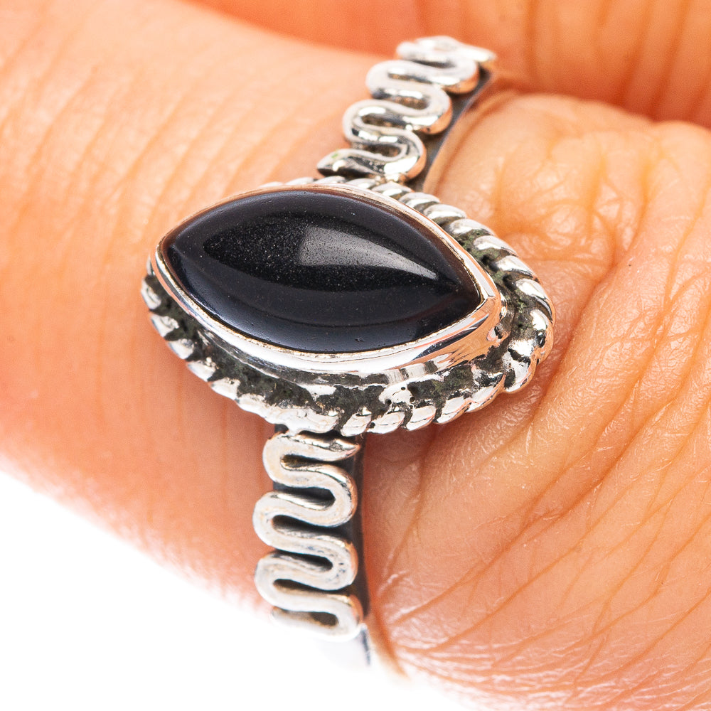 Black Onyx Ring Size 7 (925 Sterling Silver) R5669