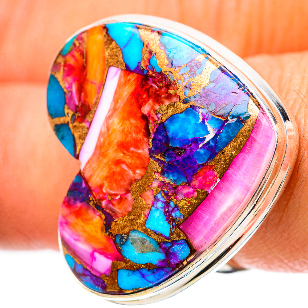 Large Kingman Pink Dahlia Turquoise Ring Size 7 (925 Sterling Silver) RING138908