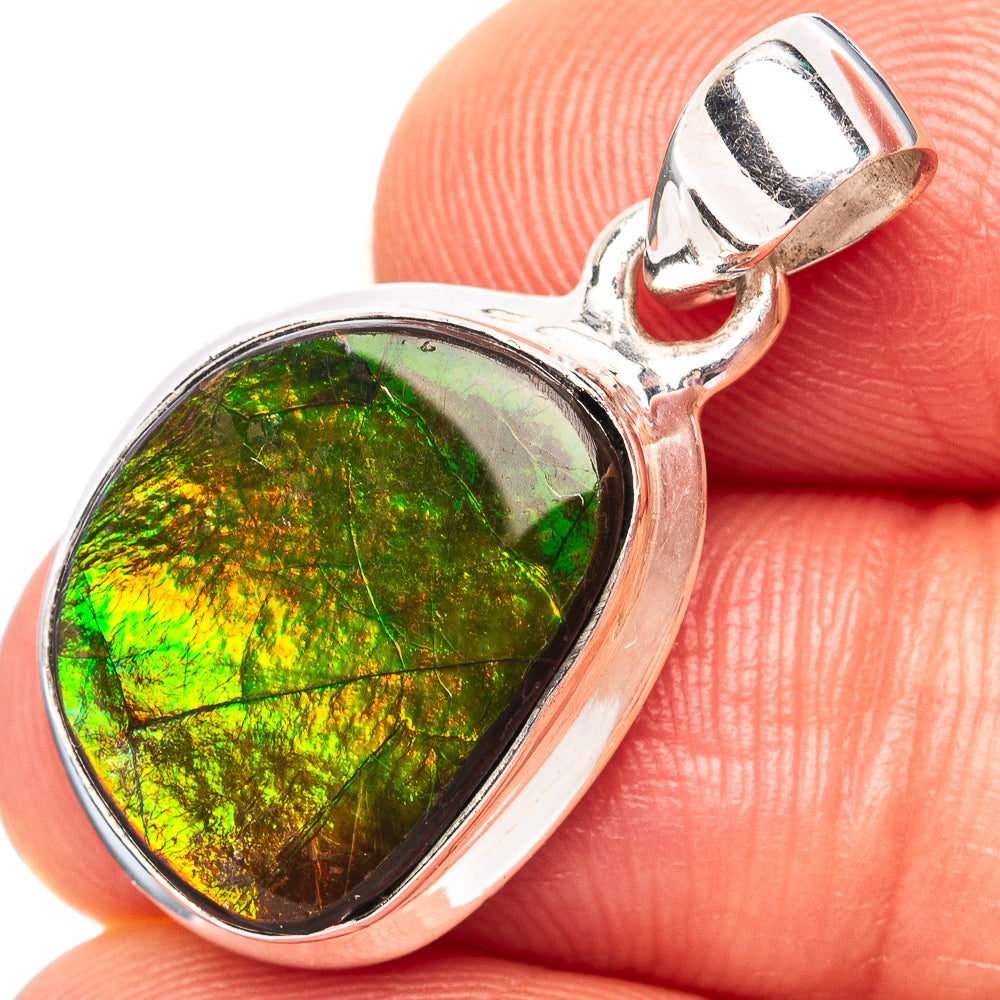 Premium Canadian Ammolite Pendant 1 1/8" (.925 Sterling Silver)