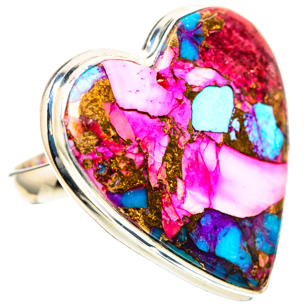 Large Kingman Pink Dahlia Turquoise Ring Size 8.75 (925 Sterling Silver) RING139281