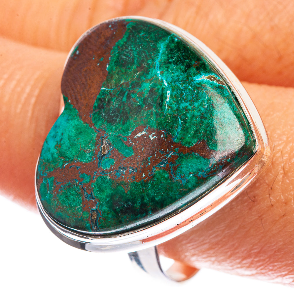 Large Chrysocolla 925 Sterling Silver Ring Size 10.75