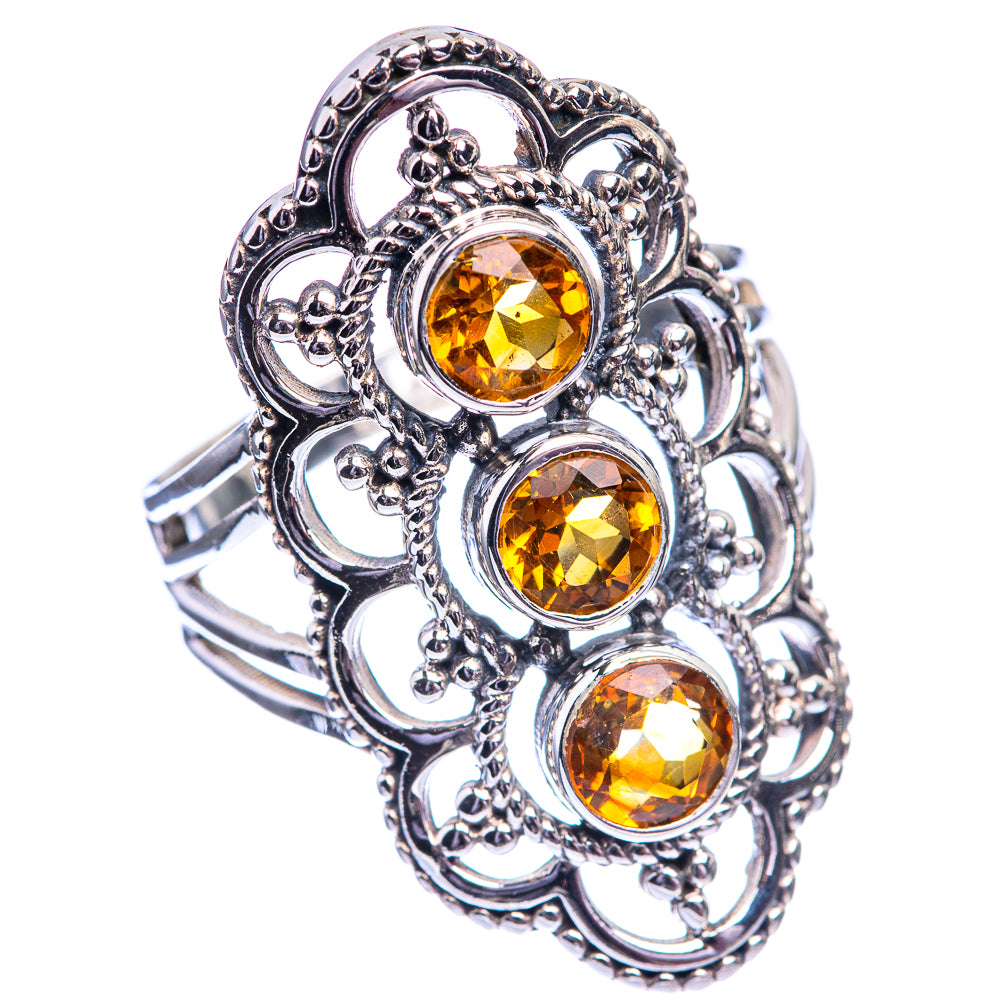 Faceted Citrine Ring Size 7.5 (925 Sterling Silver) R142008