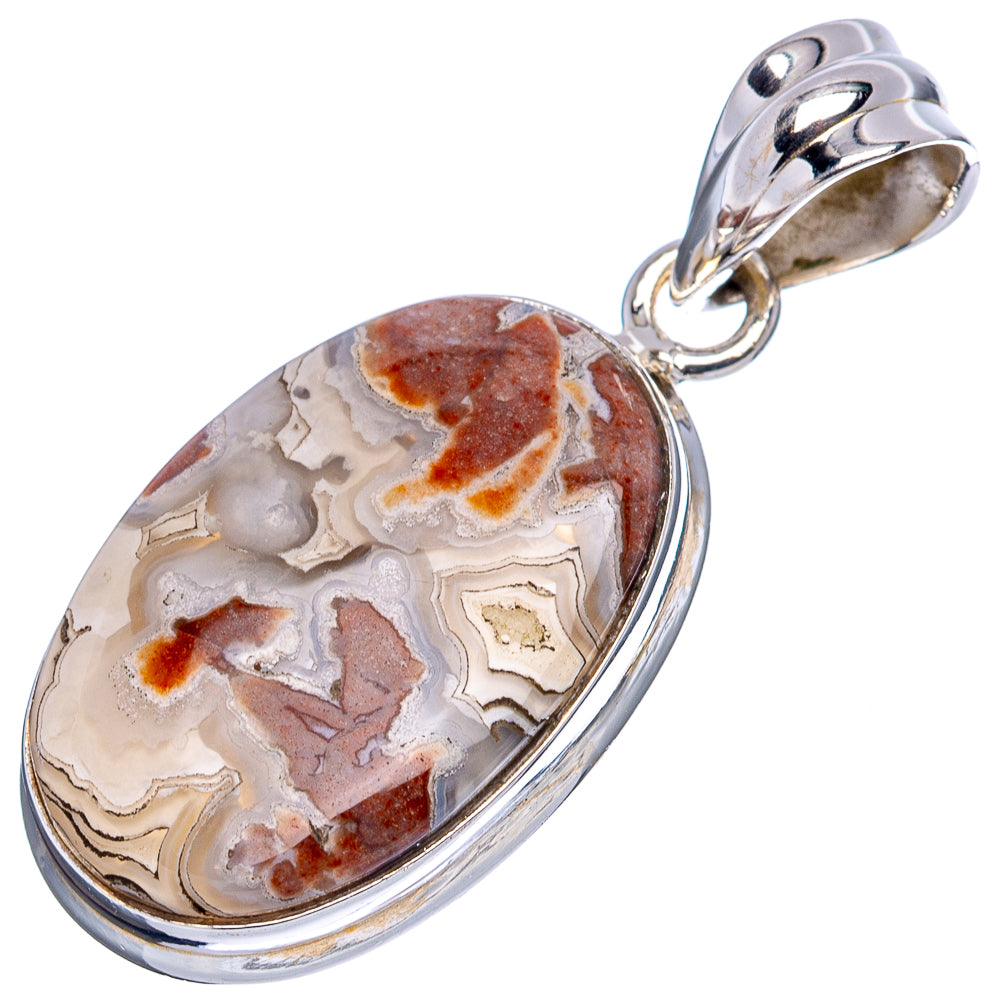 Laguna Lace Agate Pendant 1 1/2" (.925 Sterling Silver)