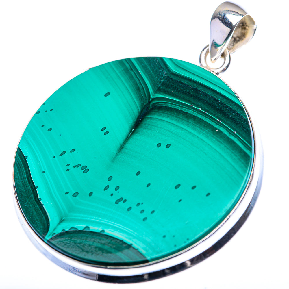 Malachite Coin Pendant 1 7/8" (925 Sterling Silver) PD38451