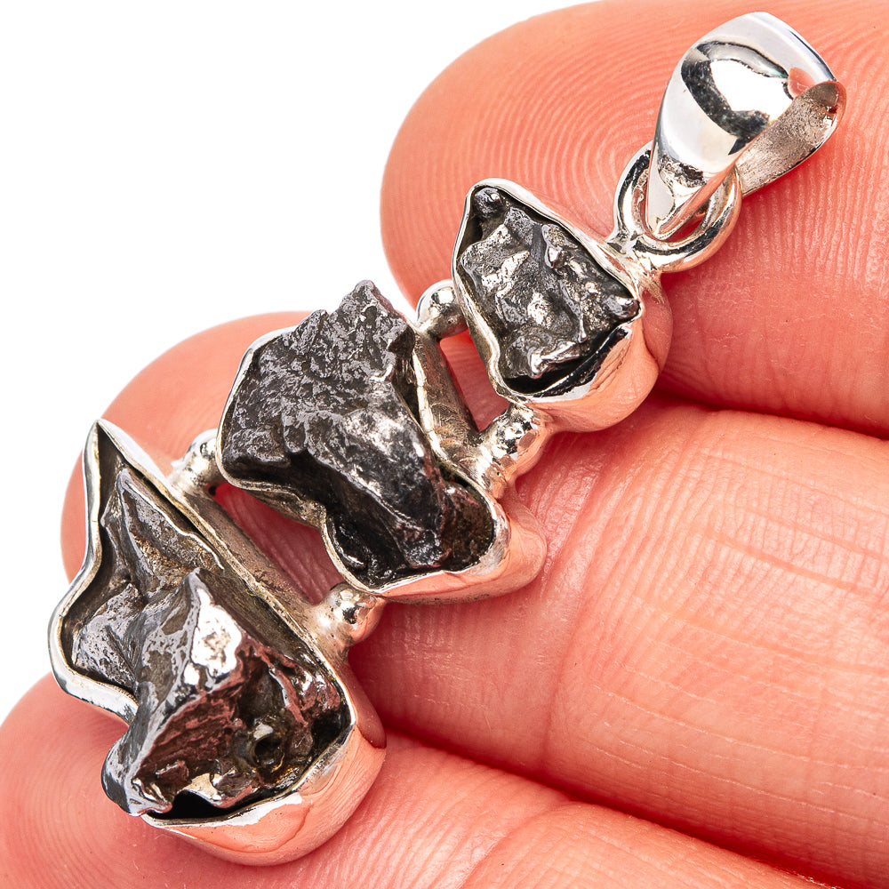 Rare Campo del Cielo Meteorite Pendant 1 3/8" (.925 Sterling Silver)