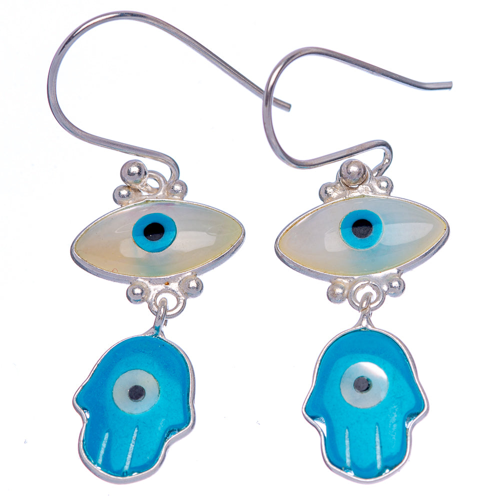 Evil Eye, Turquoise Evil Eye Earrings 1 5/8" (925 Sterling Silver) E433345
