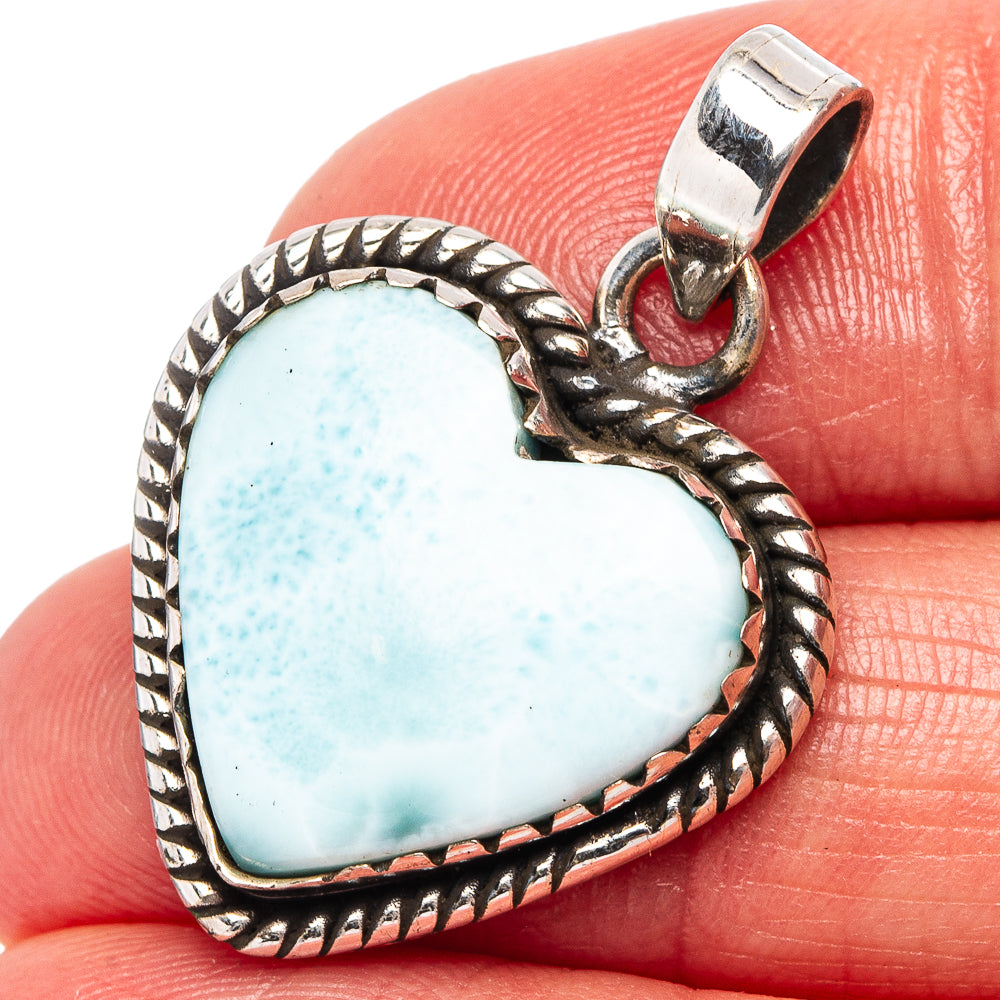Rare Larimar Pendant 1 1/4" (.925 Sterling Silver)