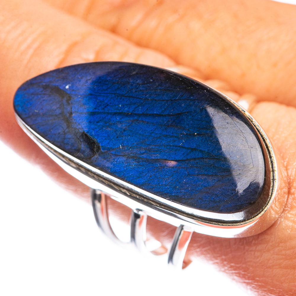 Large Labradorite 925 Sterling Silver Ring Size 10.25