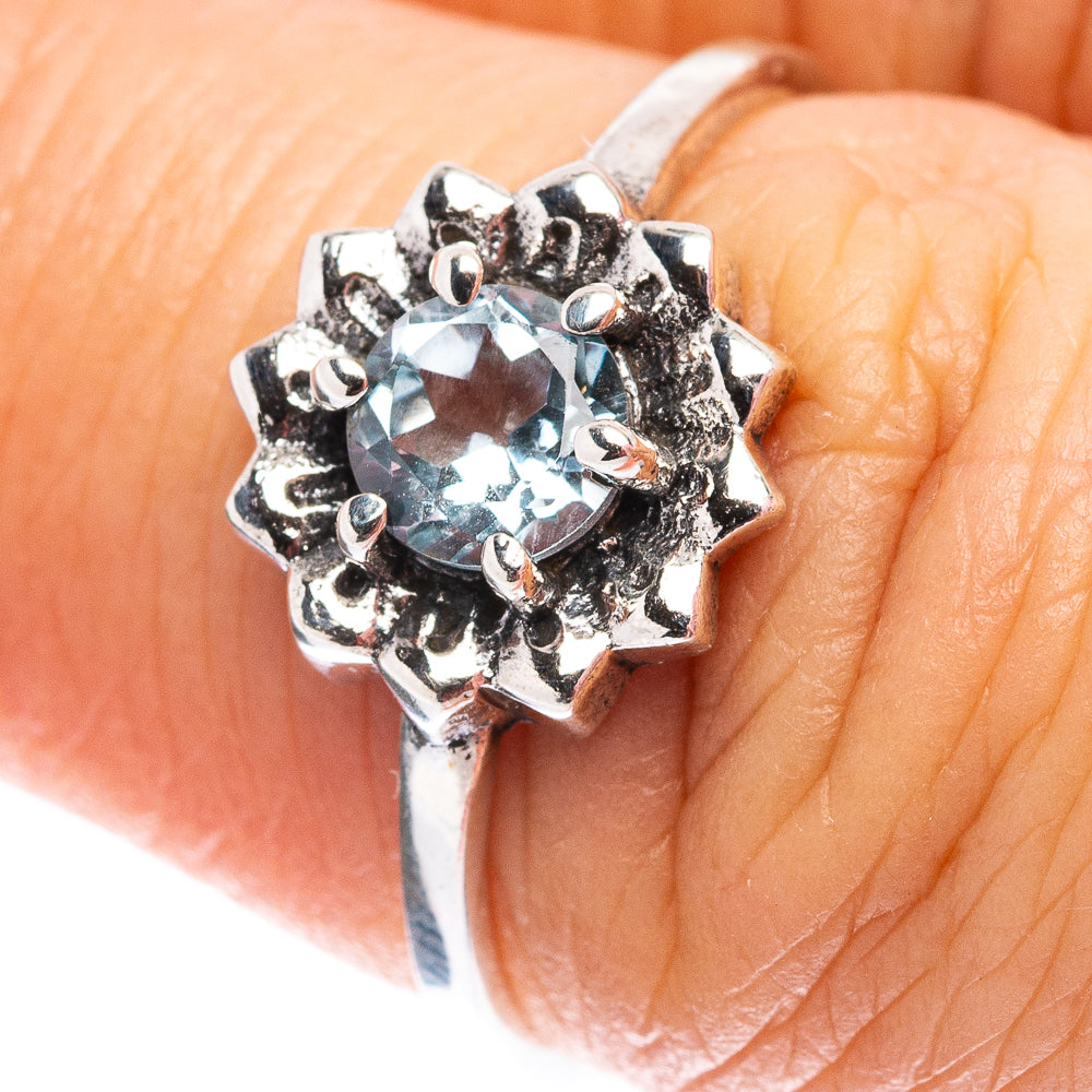 Dainty Blue Topaz Ring Size 7 (.925 Sterling Silver)