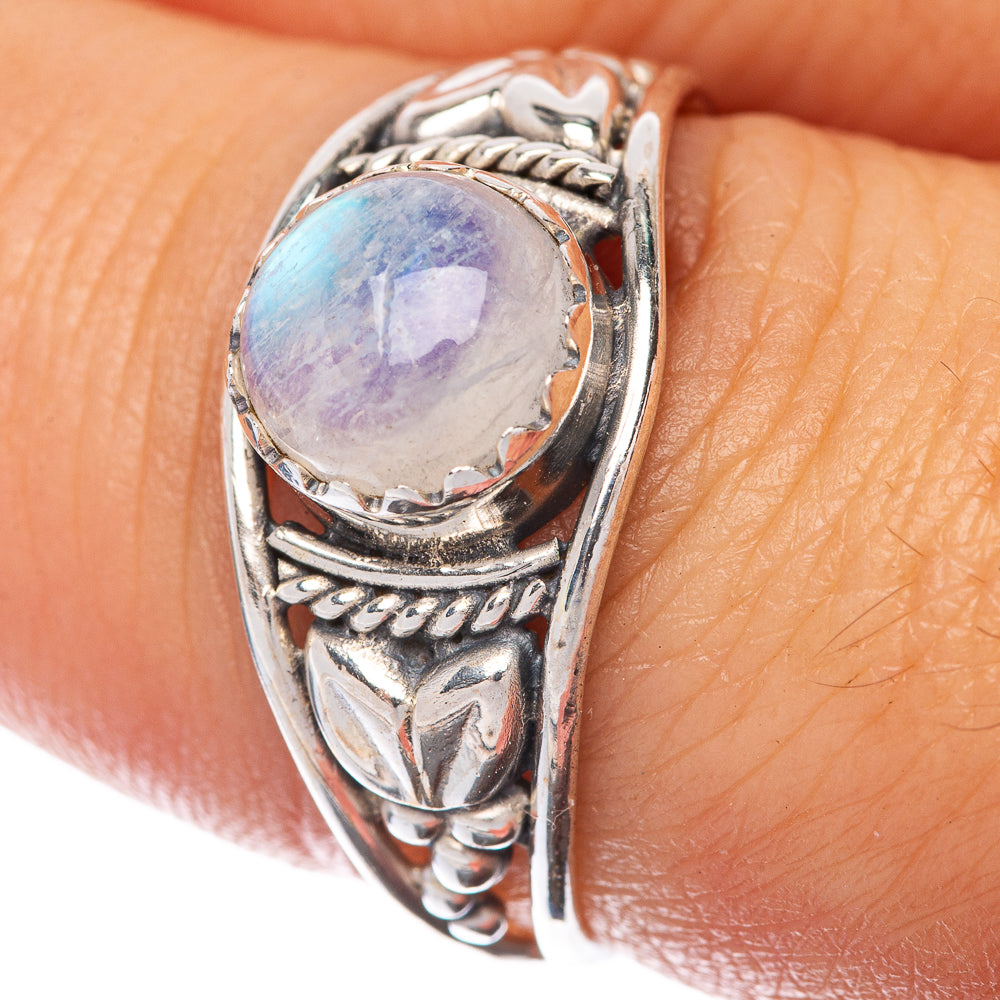 Rainbow Moonstone Dainty Ring Size 8 (925 Sterling Silver) R145239