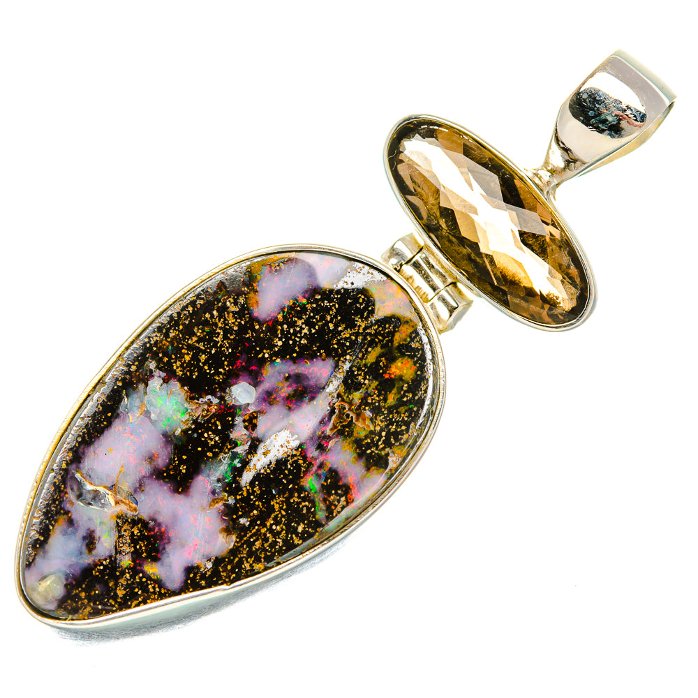 Boulder Opal, Smoky Quartz Pendant 1 3/4" (925 Sterling Silver) PD37905