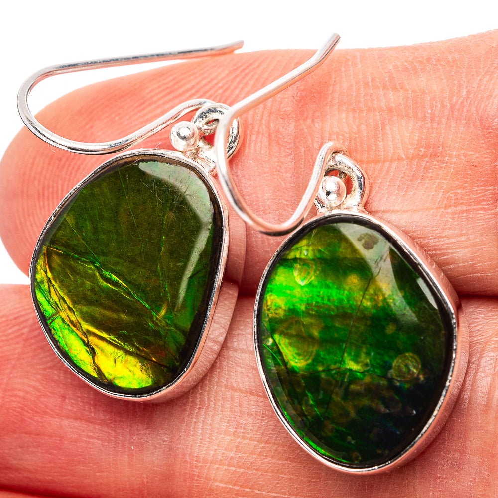 Premium Canadian Ammolite Earrings 1 1/4" (.925 Sterling Silver)