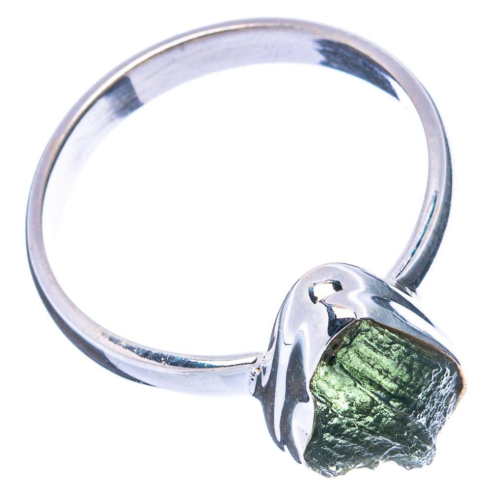 Rare Raw Moldavite Ring Size 8.5 (.925 Sterling Silver)