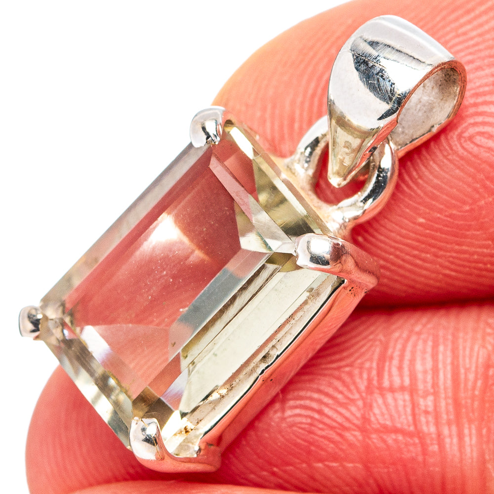 Faceted Green Amethyst Dainty Pendant 7/8" (.925 Sterling Silver)