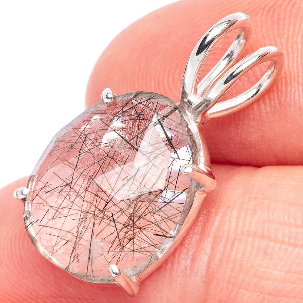 Value Tourmalinated Quartz Pendant 7/8" (925 Sterling Silver) P44512