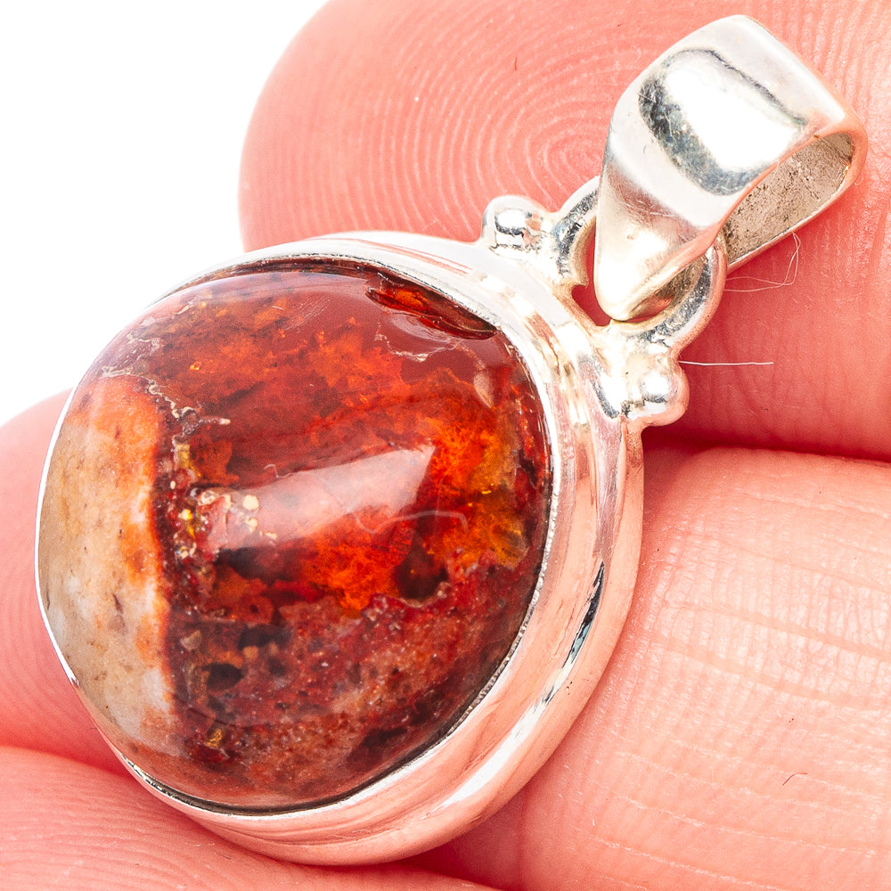 Rare Mexican Fire Opal Pendant 1 1/8" (925 Sterling Silver) P44222