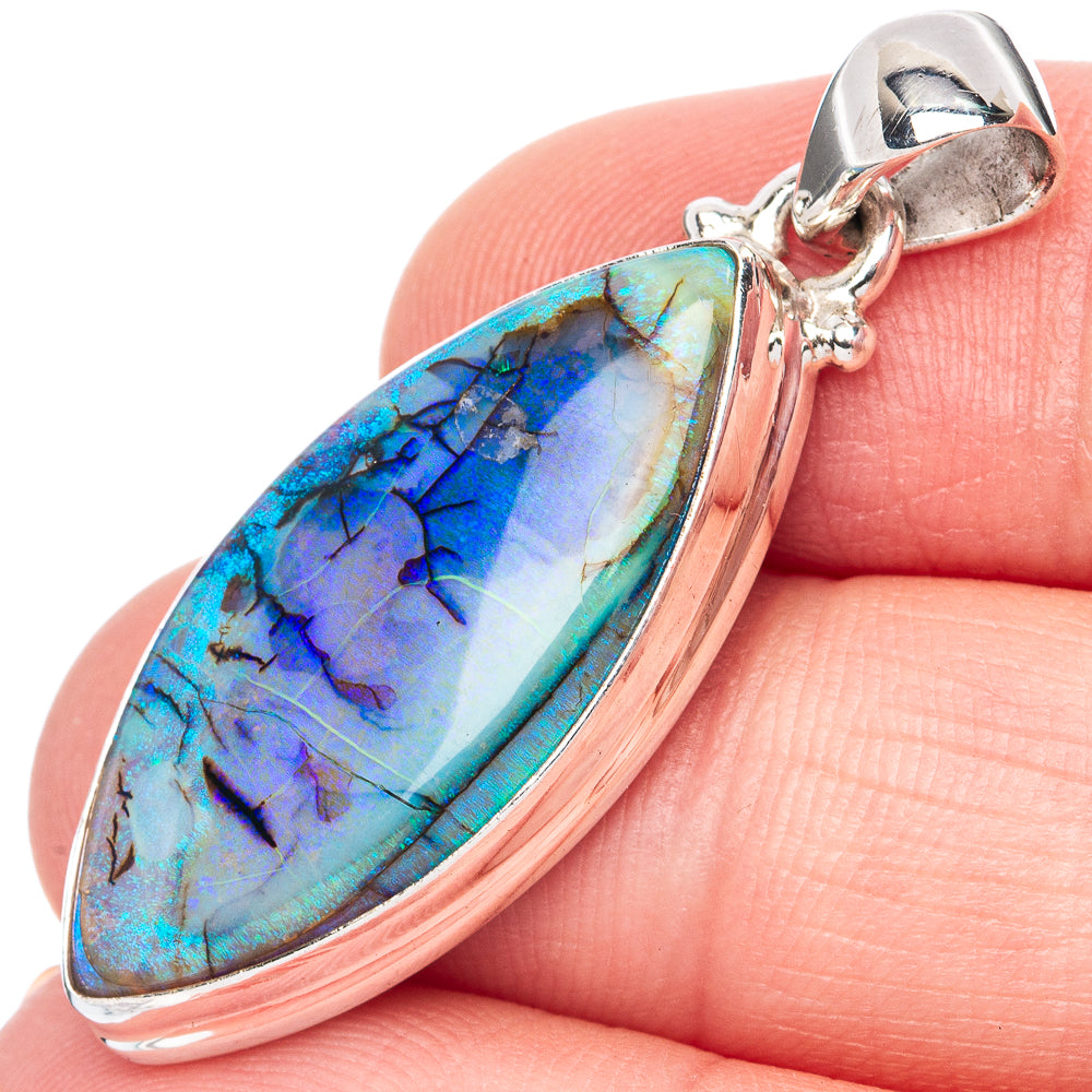 Rare Sterling Opal Pendant 1 5/8" (925 Sterling Silver) P41984