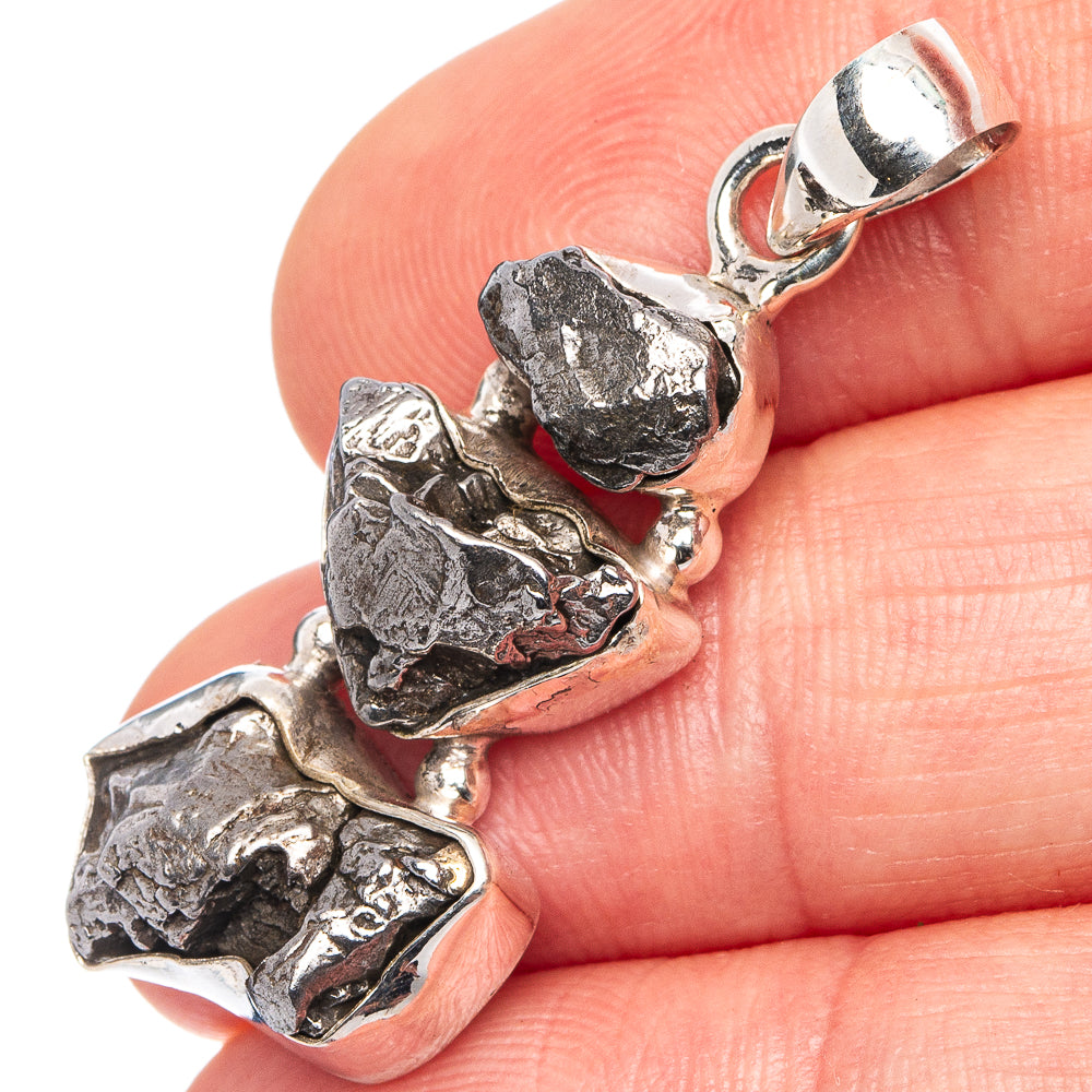 Rare Campo Del Cielo Meteorite Pendant 1 1/2" (.925 Sterling Silver)
