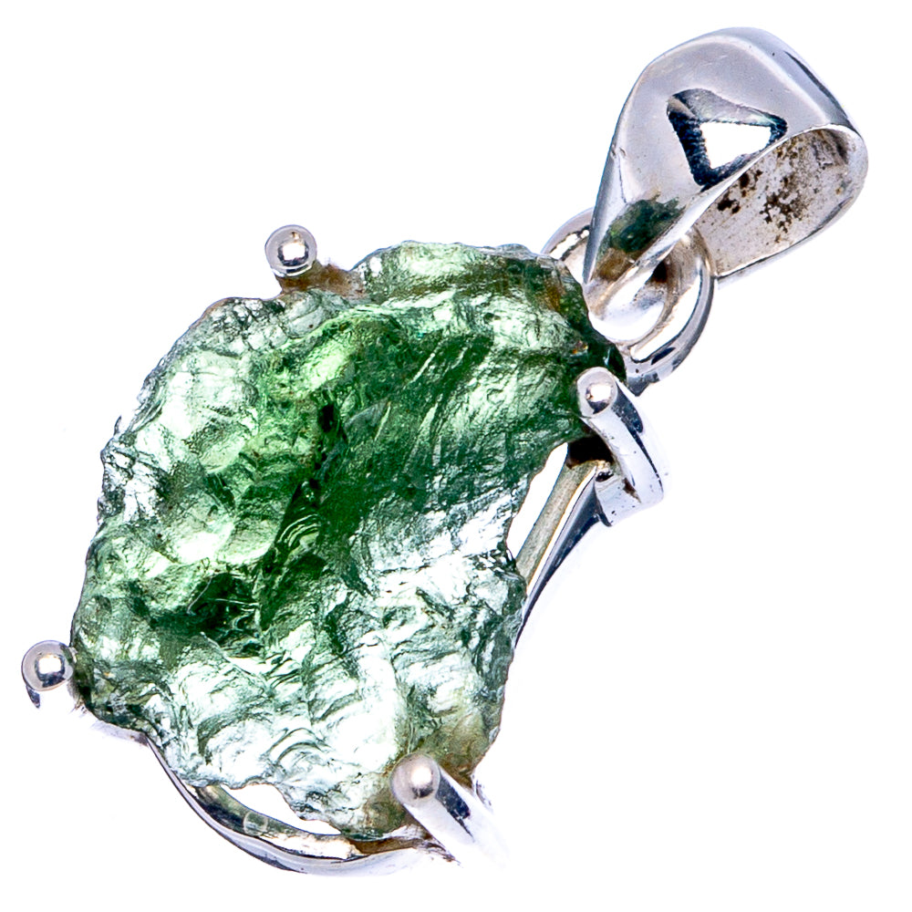 Rare Raw Moldavite Pendant 7/8" (.925 Sterling Silver)