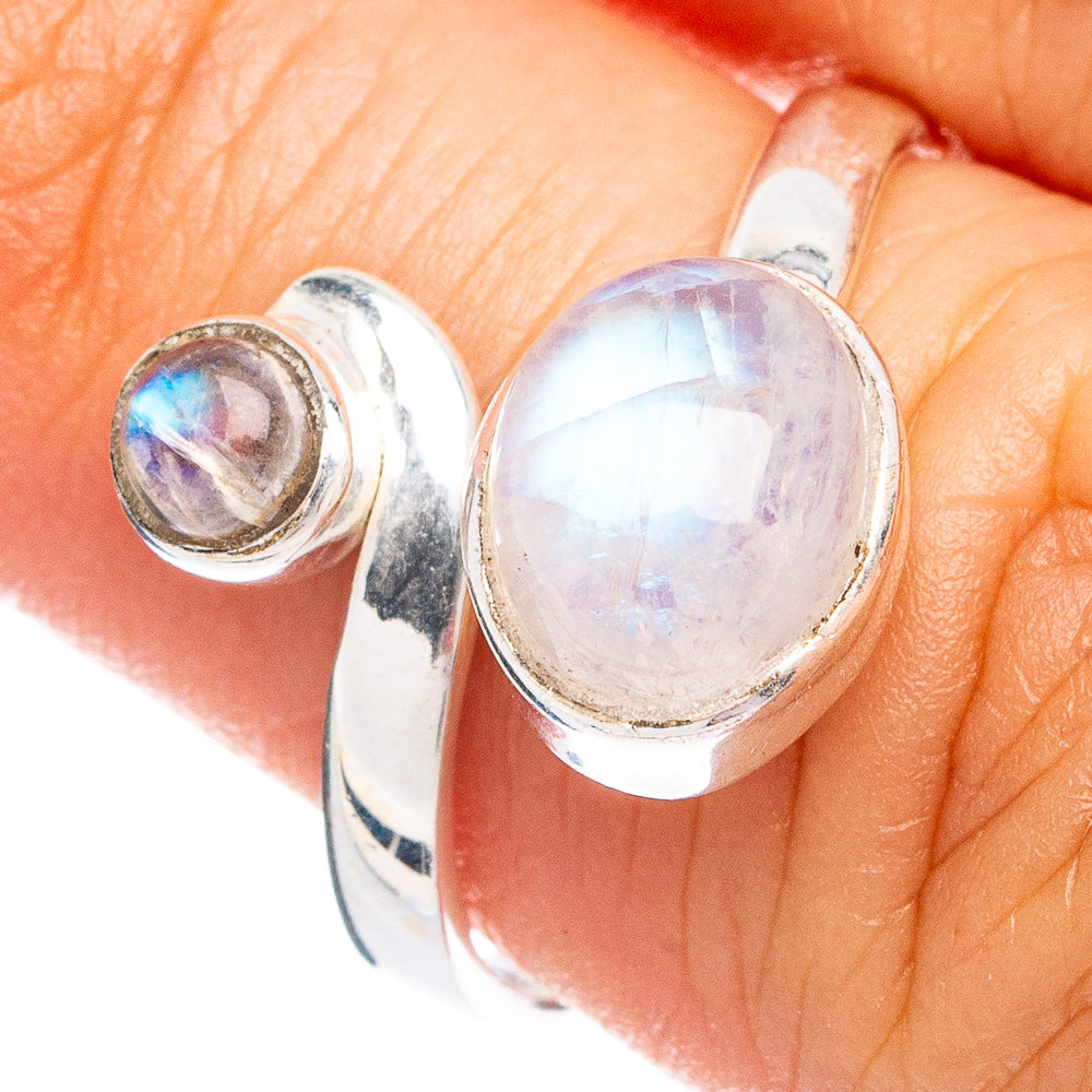Dainty Rainbow Moonstone Ring Size 6.5 (925 Sterling Silver) R8670