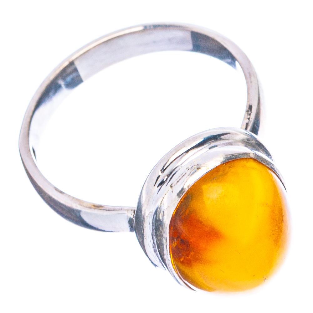 Bone Amber Ring Size 5.75 (.925 Sterling Silver)