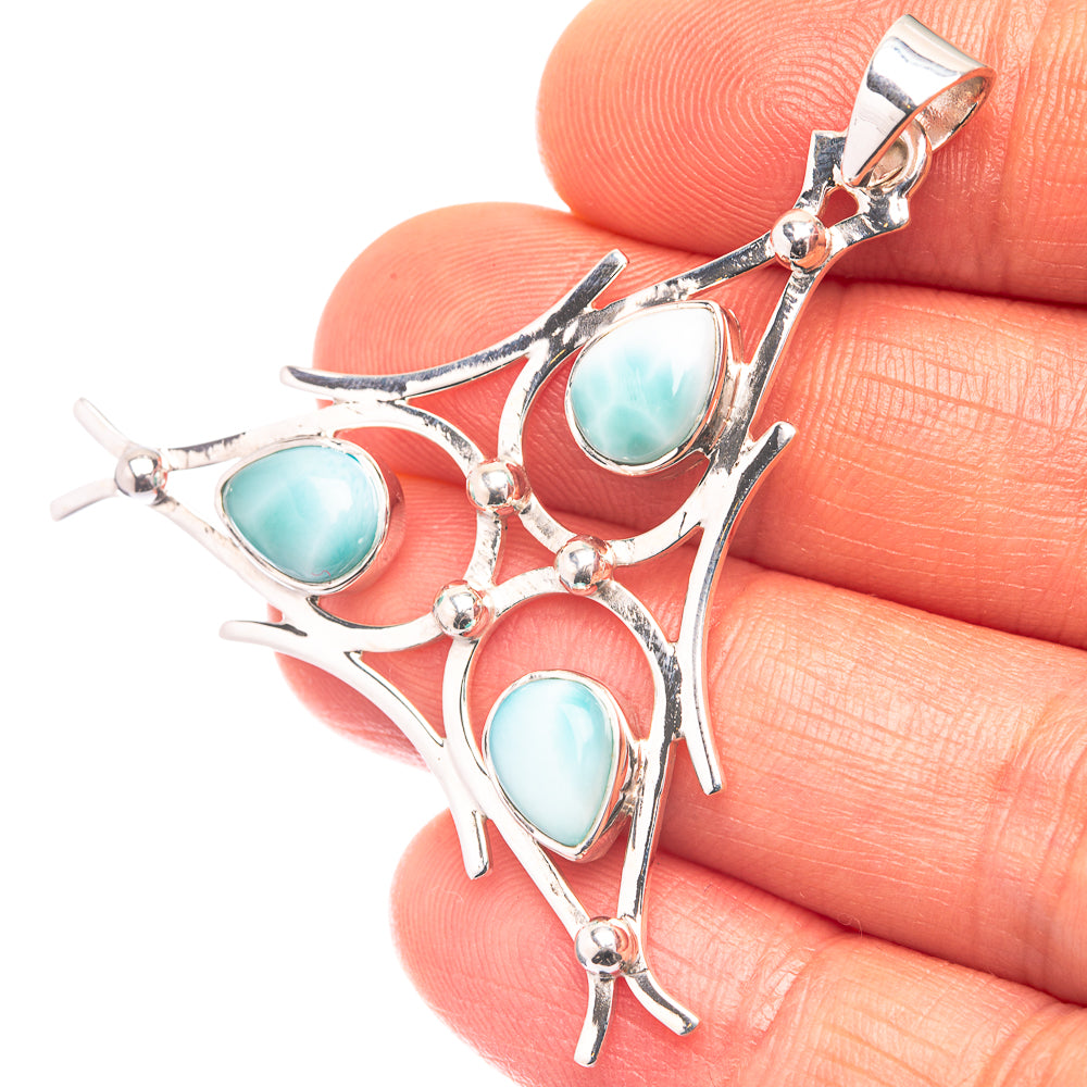 Premium Signature Rare Larimar Pendant 1 3/4" (925 Sterling Silver) P38795