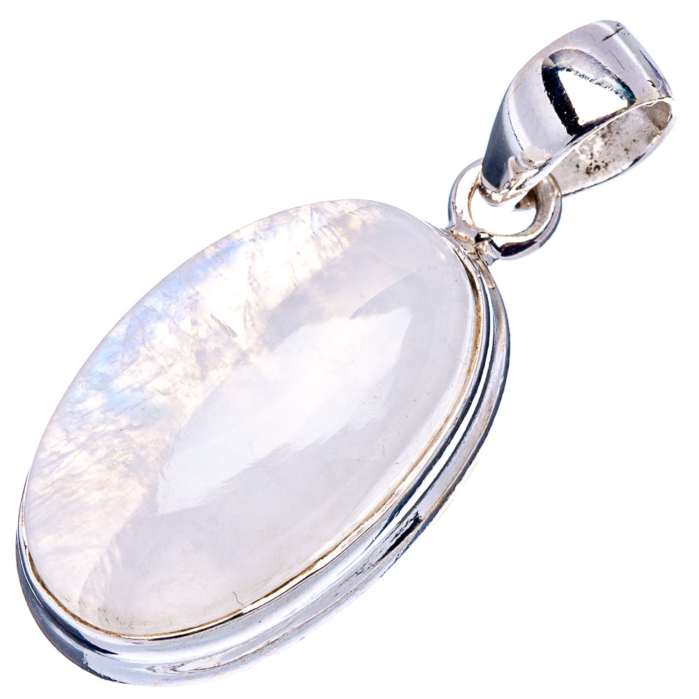 Rainbow Moonstone Pendant 1 3/8" (.925 Sterling Silver)