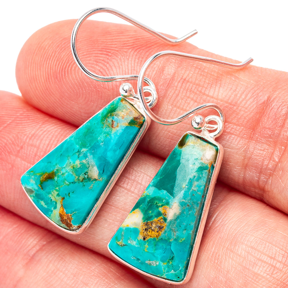 Mohave Turquoise Earrings 1 3/8" (.925 Sterling Silver)