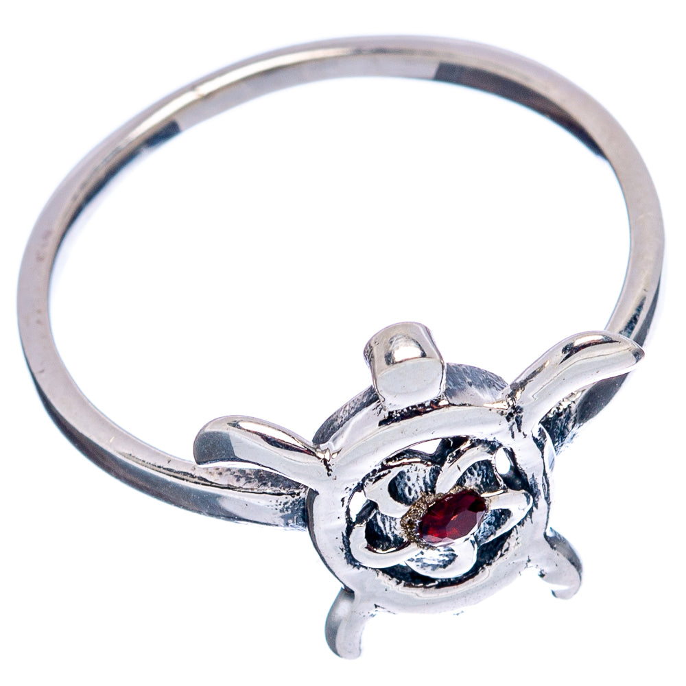 Garnet Seaturtle Dainty Ring Size 7.75 (.925 Sterling Silver)