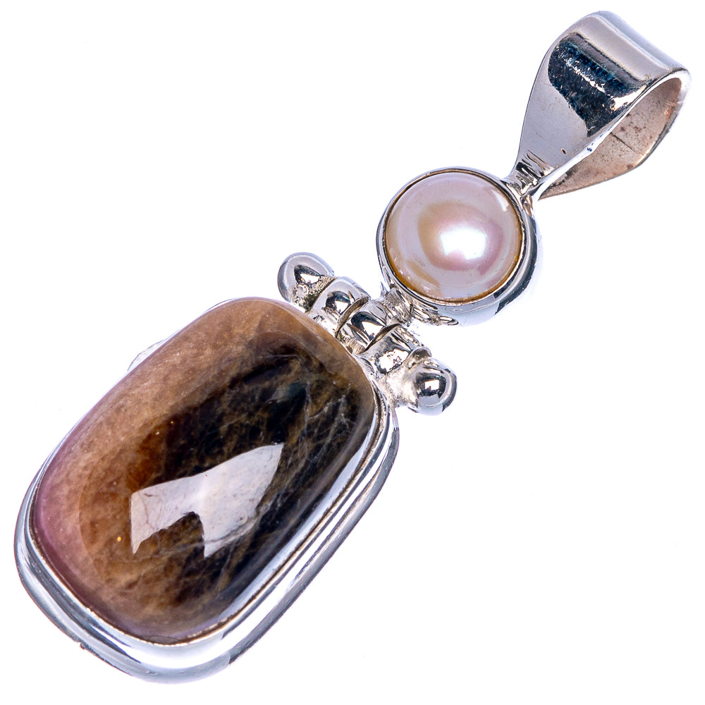 Tourmaline, Cultured Pearl Pendant 1 5/8" (925 Sterling Silver) P40704