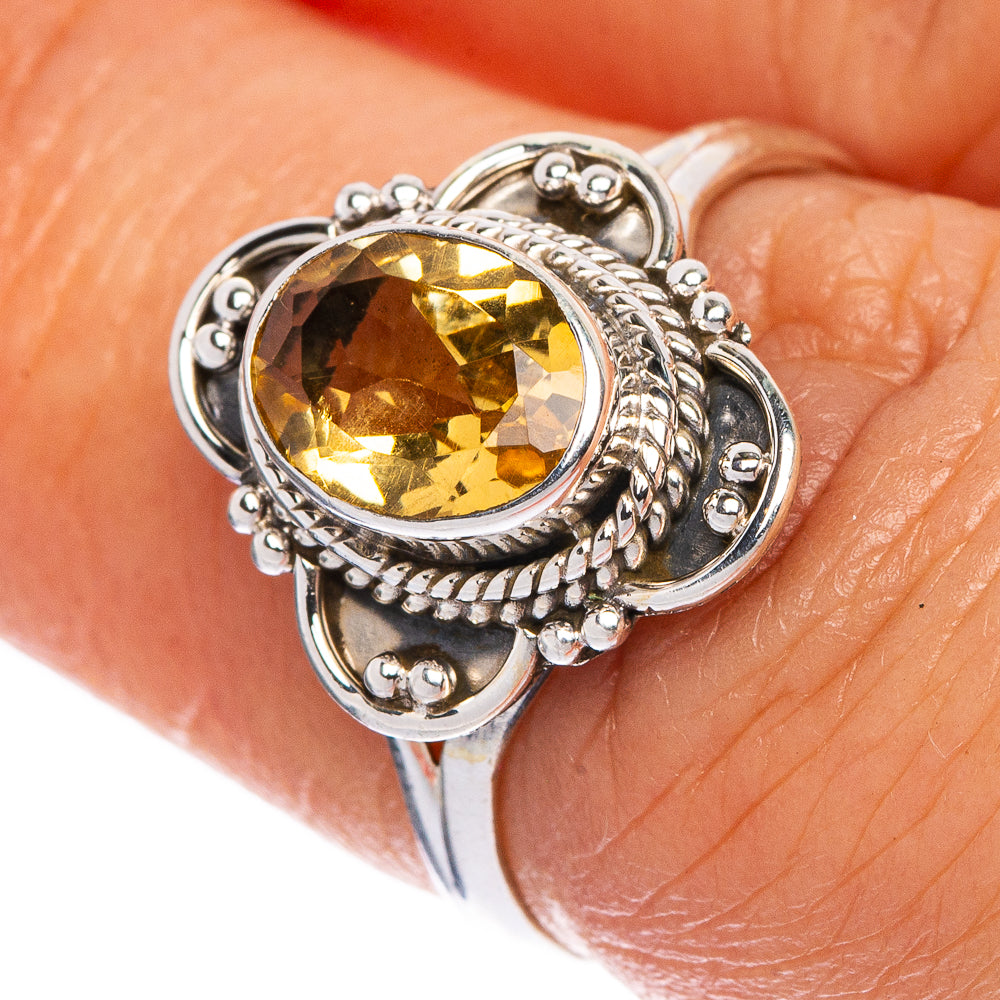 Faceted Citrine Dainty Ring Size 6.5 (925 Sterling Silver) R1090