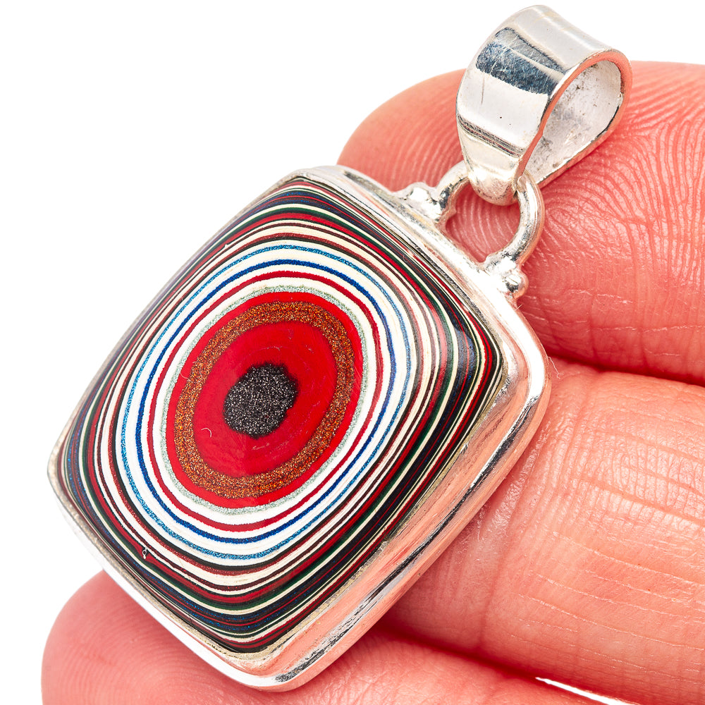 Fordite Pendant 1 3/8" (.925 Sterling Silver)