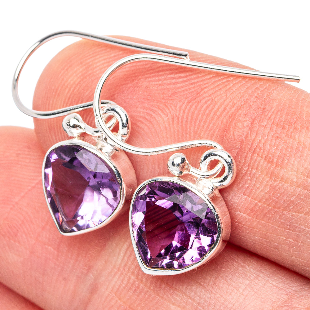 Amethyst Earrings 1 1/8" (925 Sterling Silver) E3089