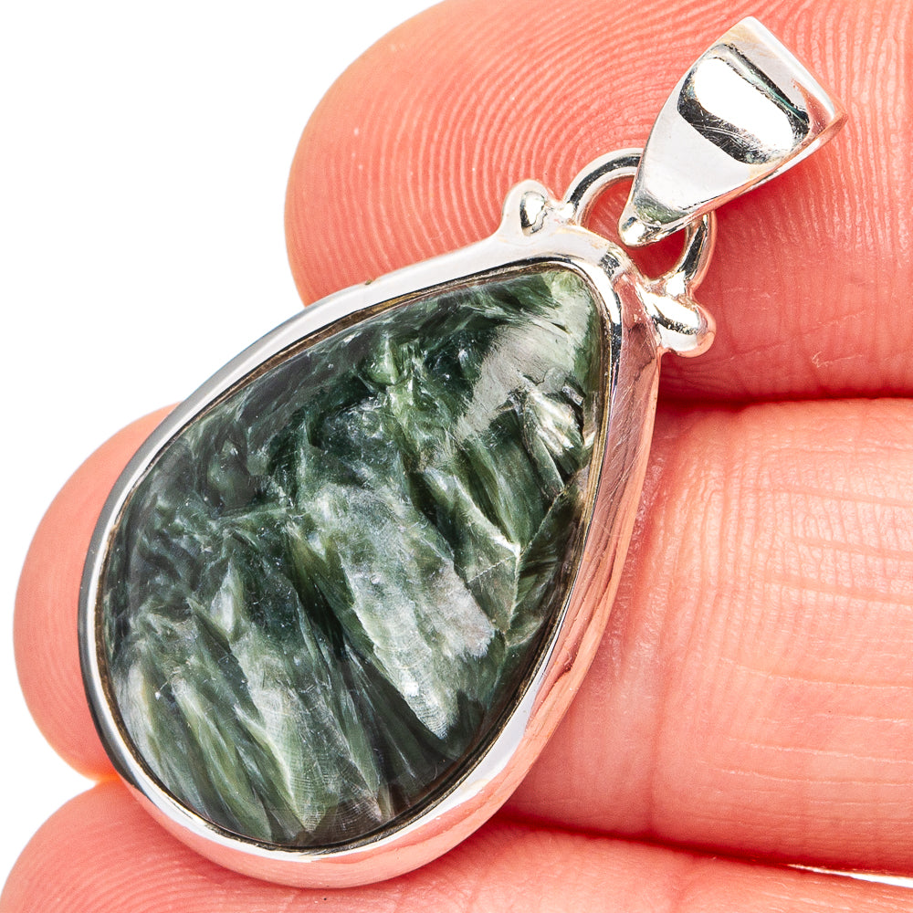 Seraphinite Pendant 1 1/4" (.925 Sterling Silver)
