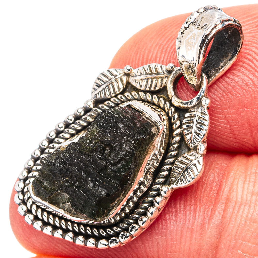 Rare Moldavite Pendant 1 1/4" (.925 Sterling Silver)