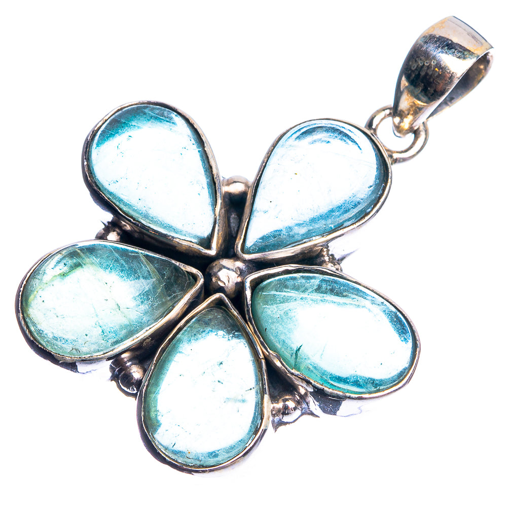 Blue Fluorite 925 Sterling Silver Pendant 1 1/2"