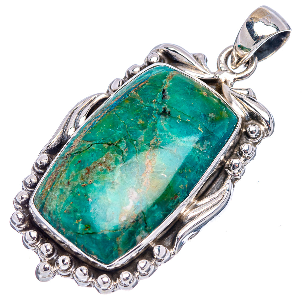 Premium Chrysocolla  Pendant 1 7/8" (.925 Sterling Silver)