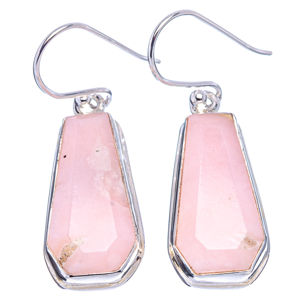 Pink Opal Earrings 1 3/8" (.925 Sterling Silver)