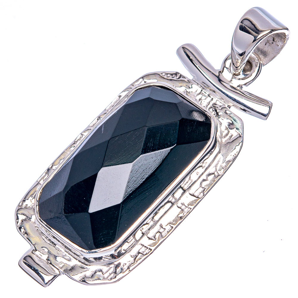 Premium Black Onyx 925 Sterling Silver Pendant 1 1/2" Ana Co P42274