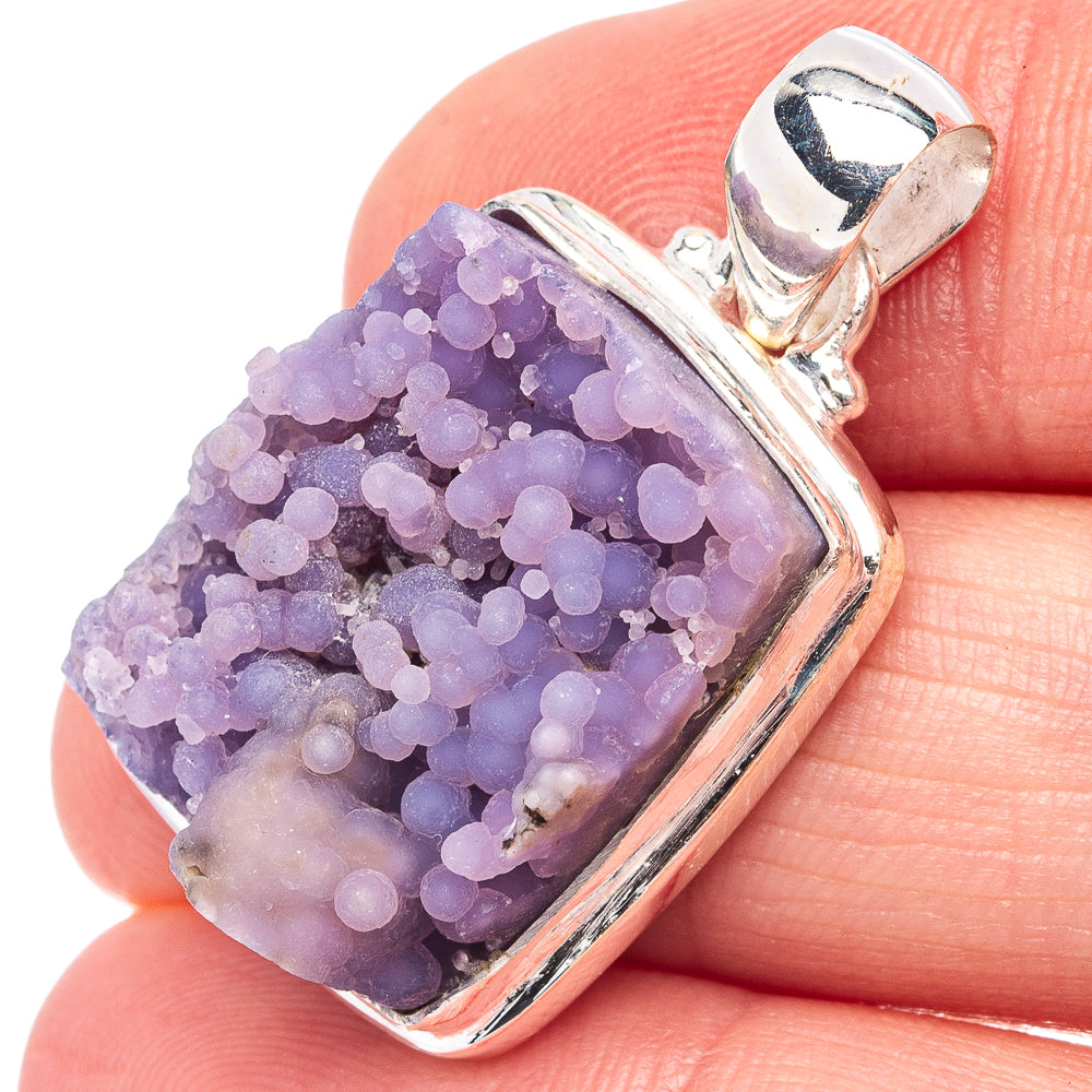 Rare Grage Agate Pendant 1 3/8" (.925 Sterling Silver)