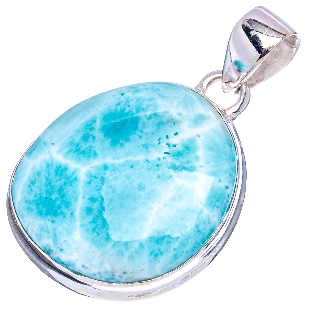 Rare Larimar Pendant 1 3/8" (.925 Sterling Silver)