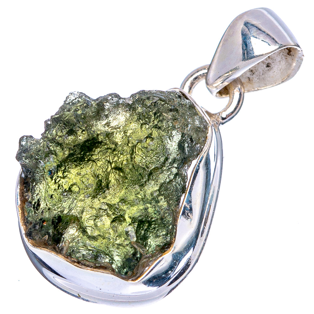 Rare Moldavite Pendant 1 1/8" (925 Sterling Silver) P43378